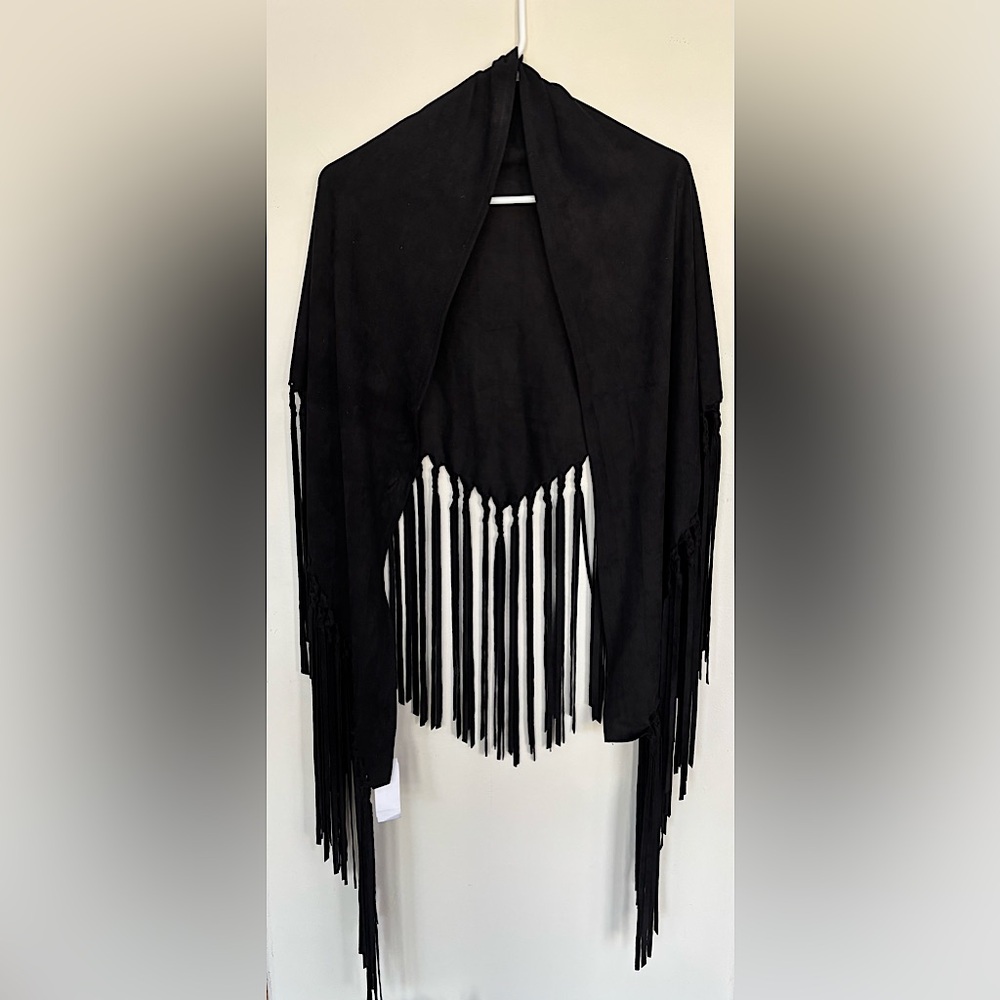LF Stores Faux Suede Fringe Shawl